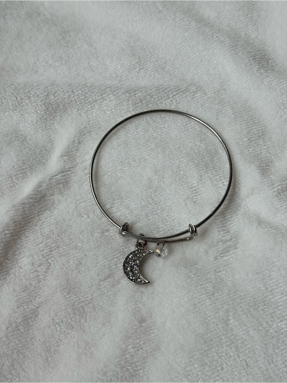 Silver Moon Charm Bangle Bracelet - Women Jewelry